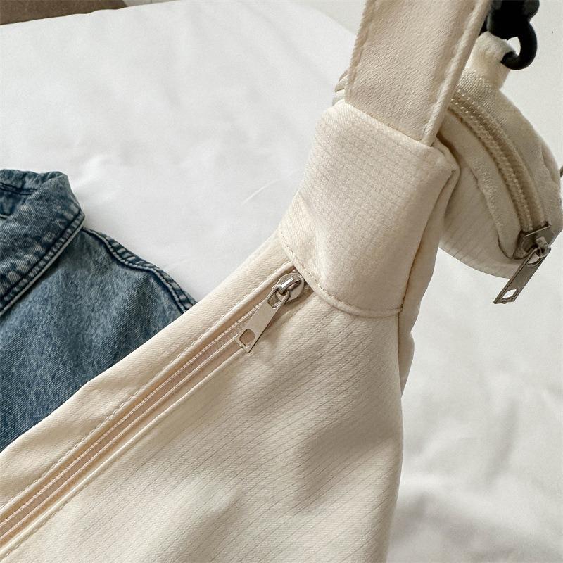 Canvas Bag Women's Crossbody Bag Large Capacity Casual Versatile Dumpling Bag Single Bag College Student Commuting Bag for Class