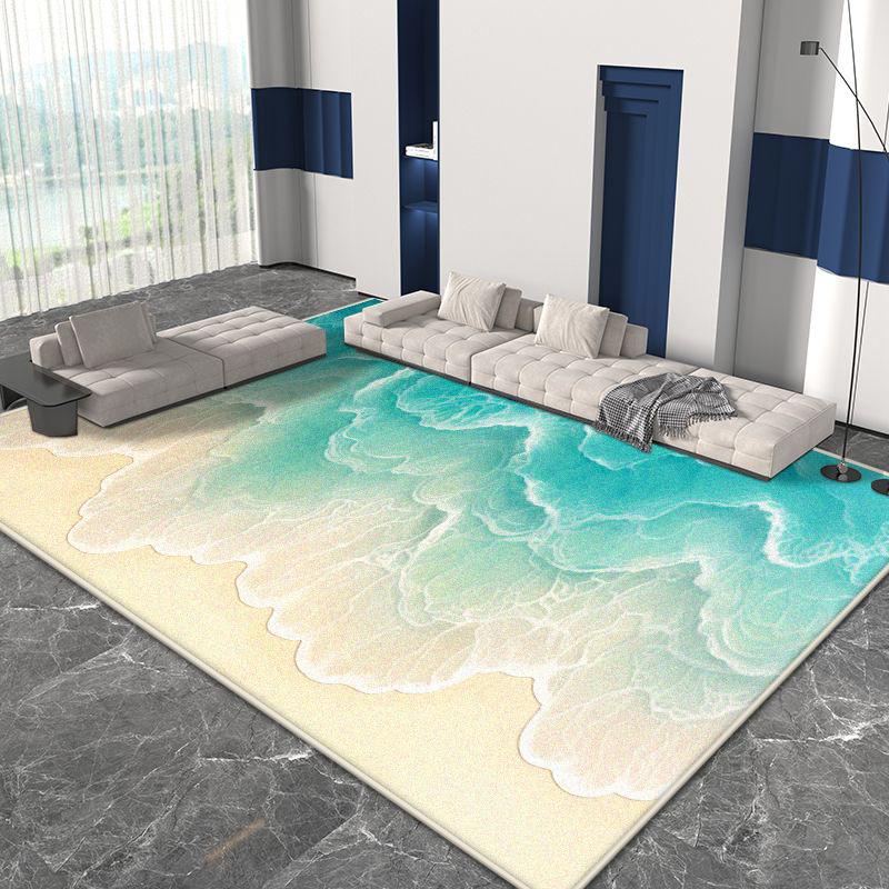 3D Beach Pattern Decor Home Carpet Living Room Big Size Non-slip Gaming Room Decoration Rug Soft Easy Cleaning Sofa Table Mat