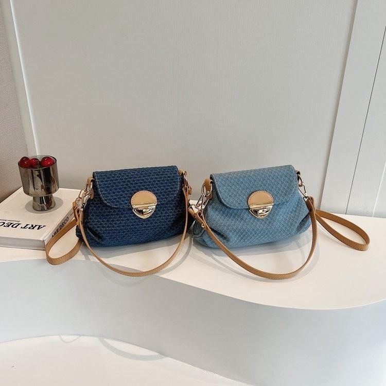 2024 New High-end Denim Underarm Bag Women French Niche Color Collision Shoulder Bag Motorcycle Versatile Crossbody Bag