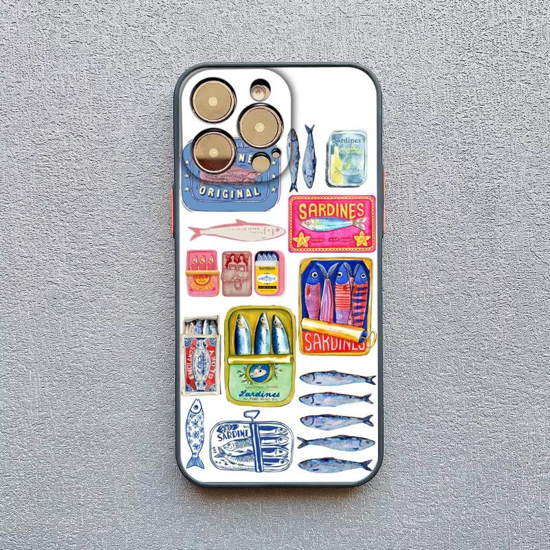 Sardines Fish Art Phone Case For iPhone 17 Pro Max 16 Plus 15 14 13 Mini 12 11 XS XR 17Air Shockproof Cover