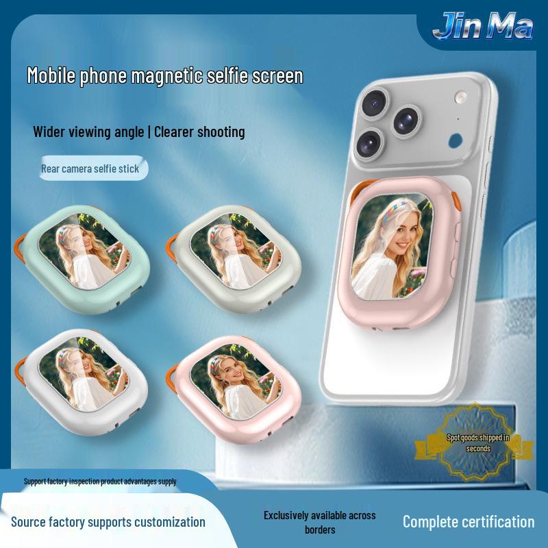 Mini Specchio Schermo Selfie Posteriore Magnetico - Ideale per Live Streaming e Mirroring dello Schermo del Telefono
