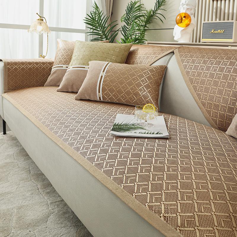 

Подушка для дивана, летний коврик из ледяного шелка из ротанга, подушка для сиденья на лето, нескользящая, на четыре сезона, универсальный простой чехол для дивана, тканевый чехол 60*60