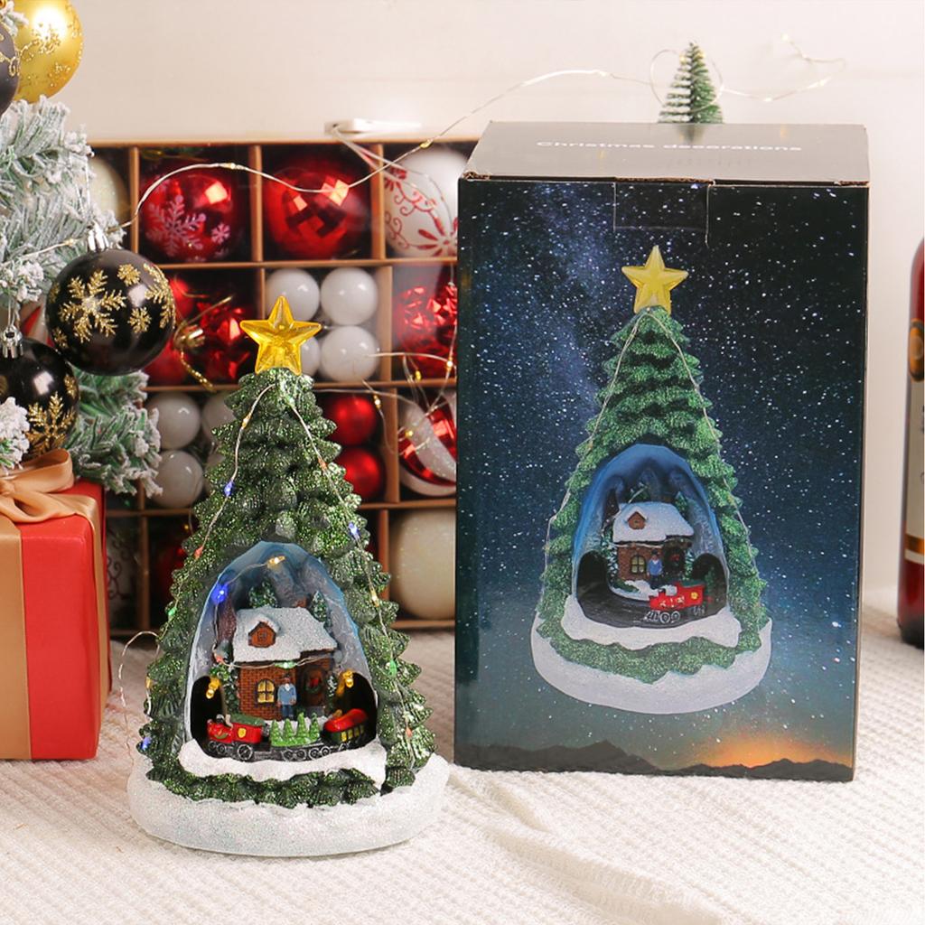 Music Box Mini Christmas Tree Music Box Cottage Glowing Night Light Musical Box Restaurant Bar