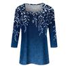 Women's T Shirt Tee Print 3/4 Sleeve Daily Weekend Fashion Basic Square Neck  Regular Top