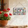 Entrance Wall Hanging Decor Spanish Religious Prayer Ornament with Rose Cross Flower, Inspirational Art Wooden Decorative Pendant for Living