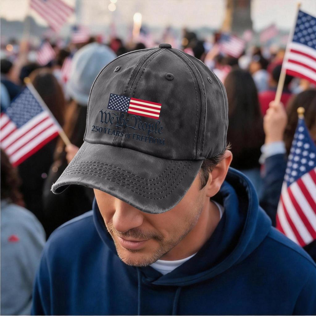 Men's and women's distressed washed casual baseball caps, flag letter print hats