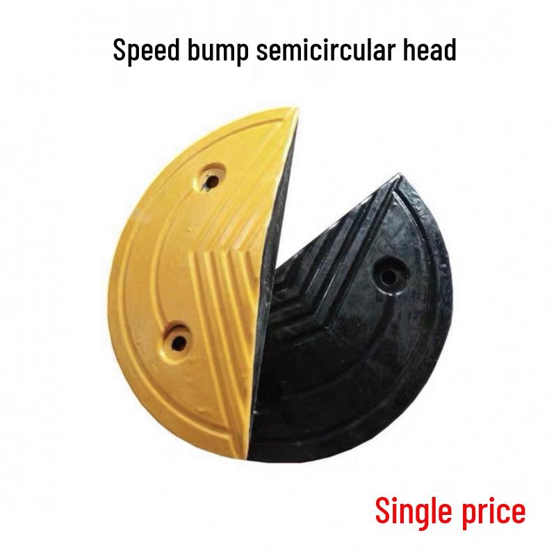 2cm High Mini Rubber Speed Bump and Bicycle Buffer with Yellow-Black Stripes for Parking Space Division