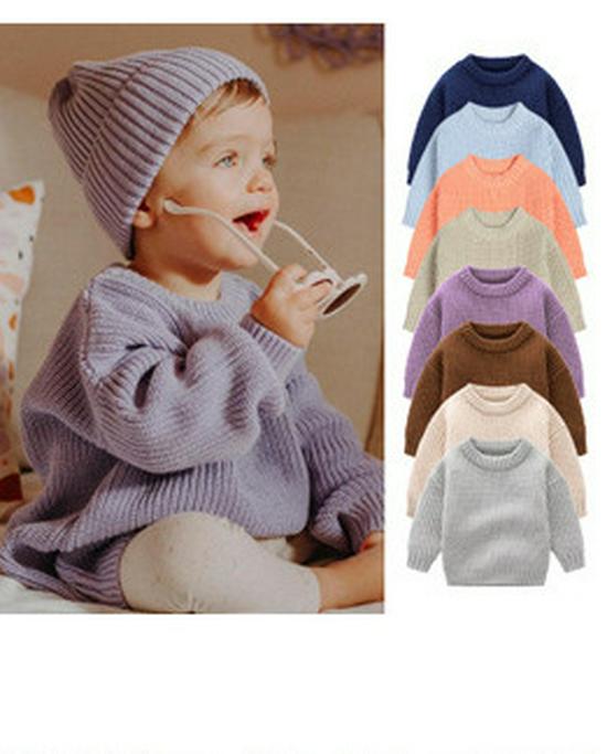 Infant Woolen Knitted Plaid Cotton Sweater Set