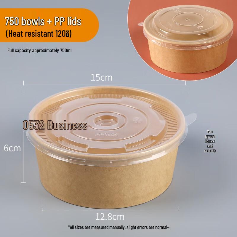 MOLUONA 750ml Kraft Paper Disposable Takeaway Bowls