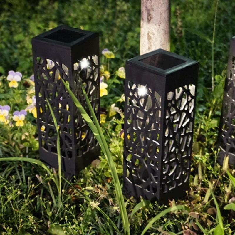 Outdoor Waterproof Beautiful Hollow Cottage Lawn Lamp Creative LED Light Control Induction Garden Lawn Lamp Solar Light