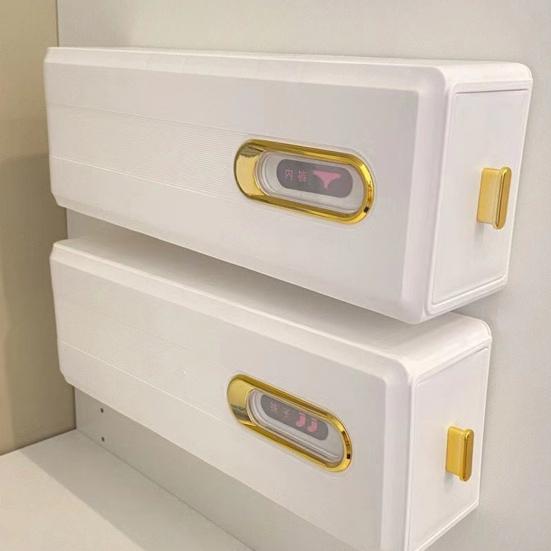 Yousheng Socks Bra Organizer Box Multiple Compartments Easy To Install Wall Mount Self Adhesive Underwear Storage Box Pull-out Closet Organizer