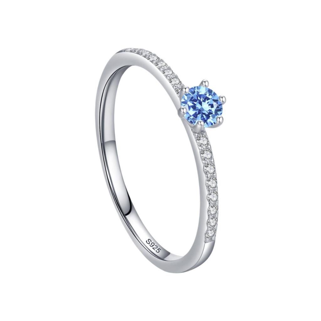 Ada Jewelry Bijoux En Argent Sterling 925 Silver Simple Elegant Style Index Finger Ring With Blue Zircon