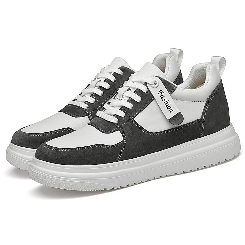 

Hot sale male comfortable elevator shoe fashion skate shoes men lace-up classic Mens sneakers New genuine leather men s shoes