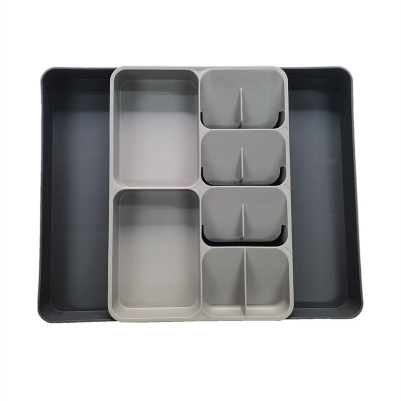 Cutlery Storage Kitchen Drawer Cutlery Sorting Arrangement Box On Both Sides Can Be Drawn Large or Small Adjustable Tray Storage Rack