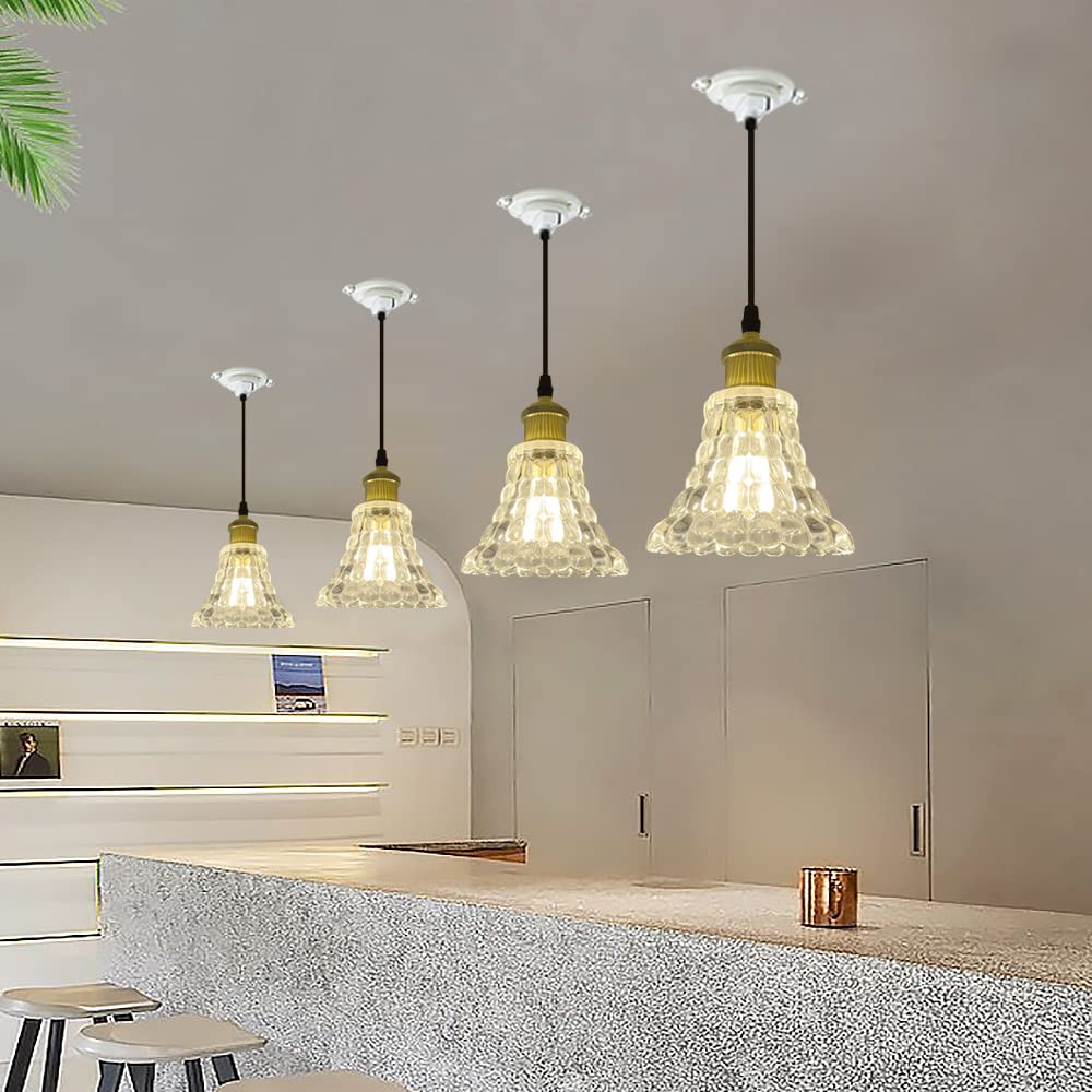 Pendant Scandinavian Retro with LED E26 for Ceiling Flower Ceiling LED Interior Lighting Glass Dining Living Cafe Ceiling Warm White LED Bulb Light,