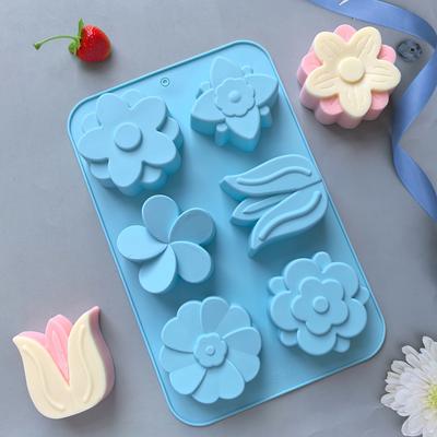 6 Holes Handmade Soap Silicone Mold Various Aromatherapy Candle Molds DIY Handmade Baking Cake Chocolate Ice Mold