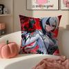 Game Genshin Arlecchino Cushion Cover Pillowcase Short Plush Invisible Zipper Room Sofa Cushion Cover