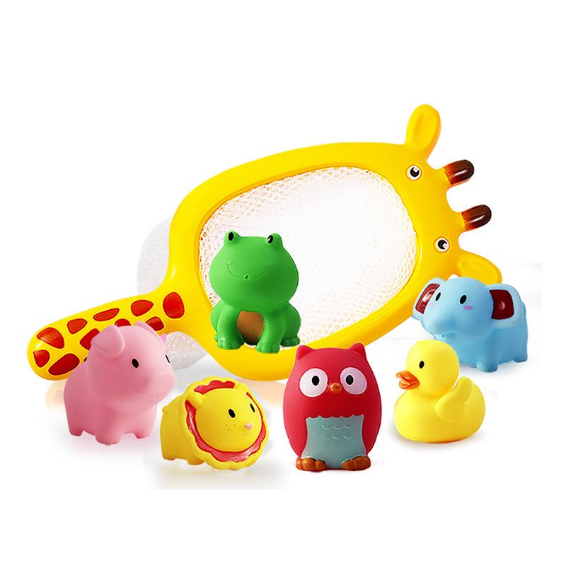 Color-Changing Animal Bath Toy Set: Temperature-Sensitive Water Play with Shark Scoop and Fish Toys