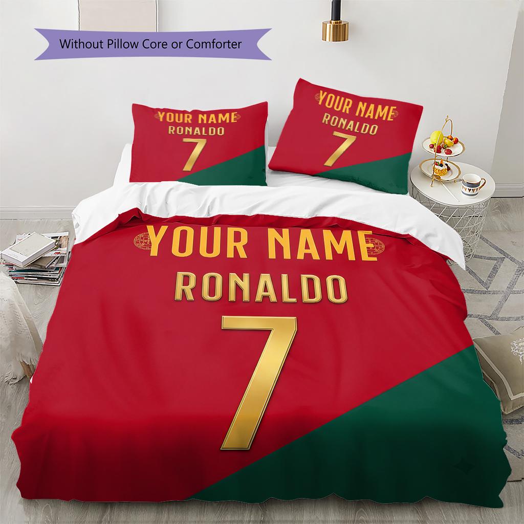 Benutzerdefinierte Name CR7 Bettwäsche, Steppbett Set Bettbezug Kissenbezug Zuhause Geburtstagsgeschenk(1 Bettbezug + 2 Kissenbezüge, ohne Füllung) -HE53