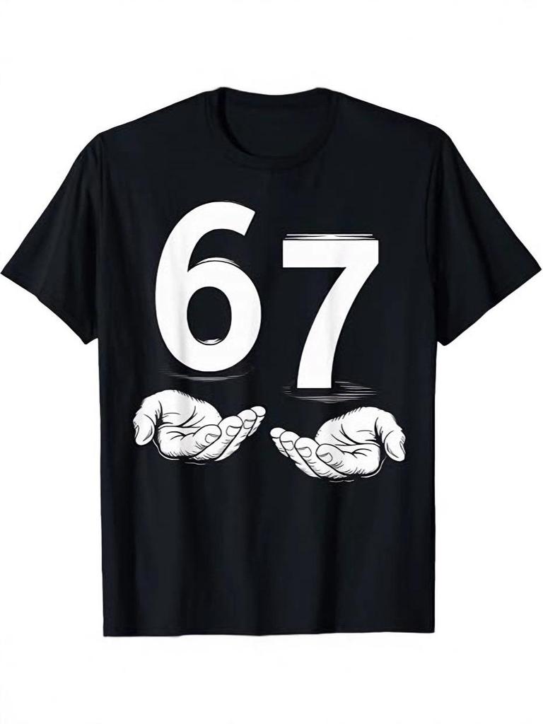 Ziyuan Unisex 67 Printed Casual Loose Short Sleeve Round Neck T-shirt