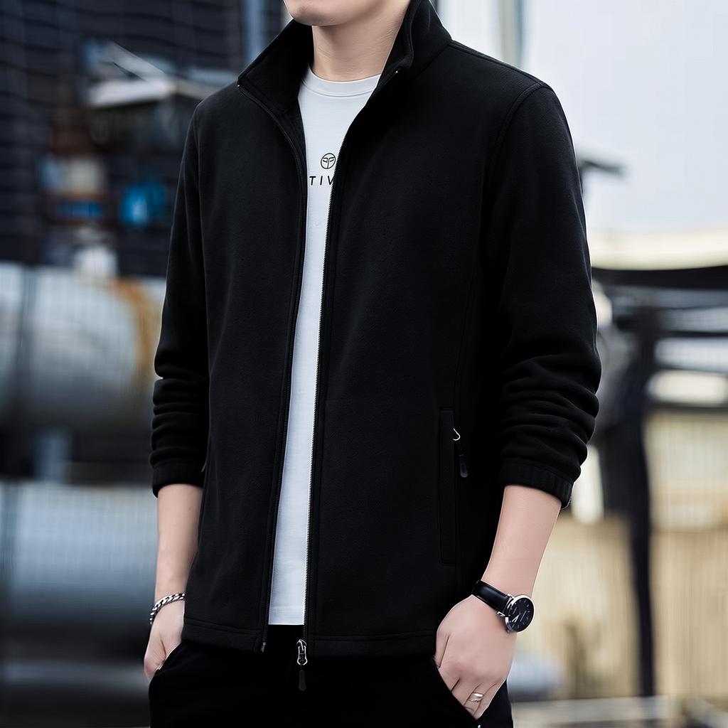 Embroidered Fleece And Thick Fleece Jacket For Men In Spring, Autumn, And Winter, Warm And Casual Jacket For Men