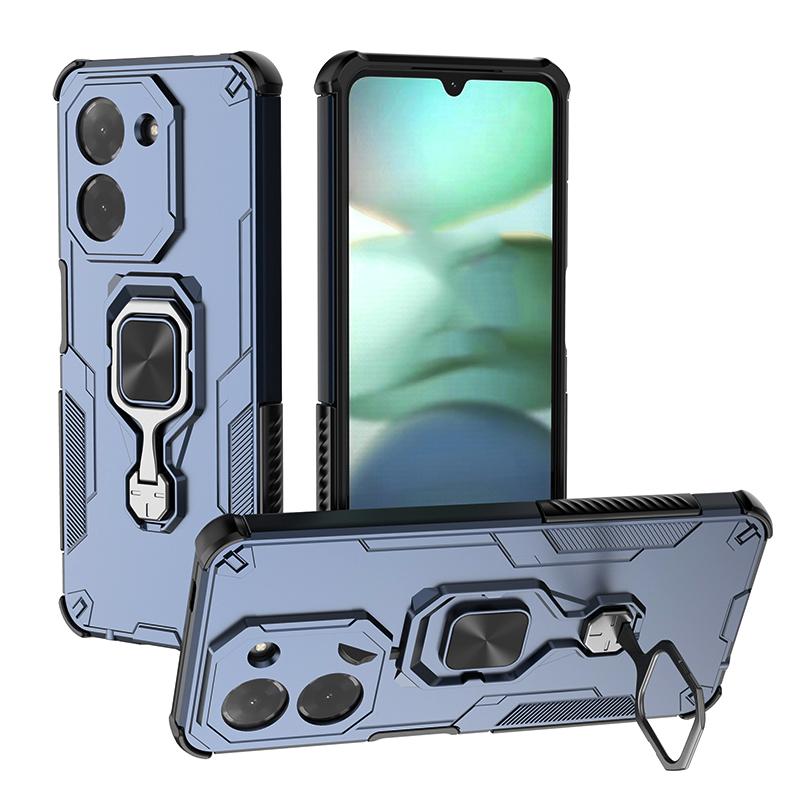 KEYSION Shockproof Armor Case for Redmi A5 4G Soft Silicone+PC Upright Metal Ring Stand Phone Back Cover for Xiaomi POCO C71