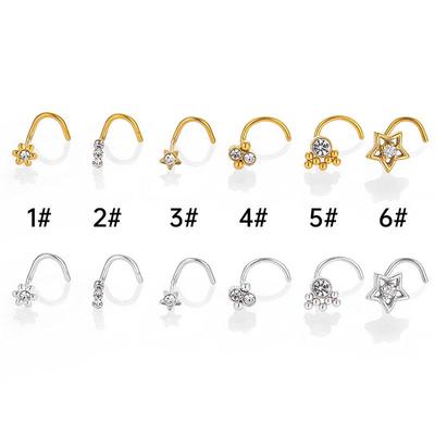 Evropsko-americká móda 316L Nerezová ocel Zirkonia Piercing do nosu Piercing do ucha