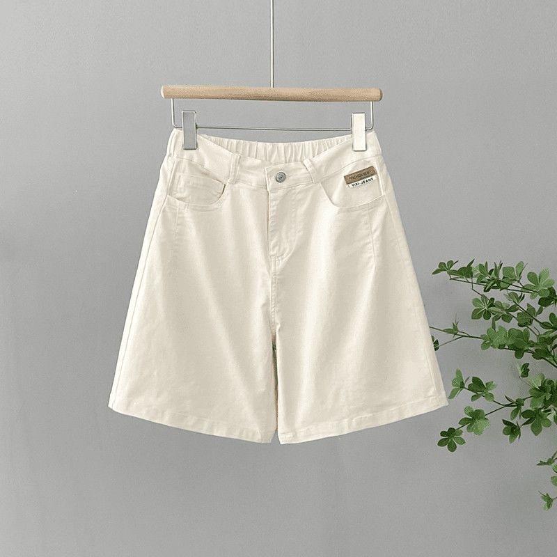 Summer large size high waist A word denim shorts women's versatile fashion wide leg outer wear denim five-point shorts