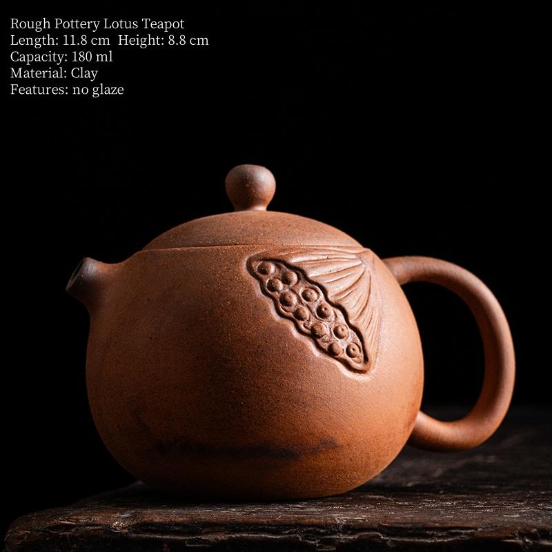 180ML Old Rock Mud Rough Pottery Lotus Tea Pot Retro Teapot Tea Kettle Tea Ceremony Tea Making Single Pot Tea Ceremony