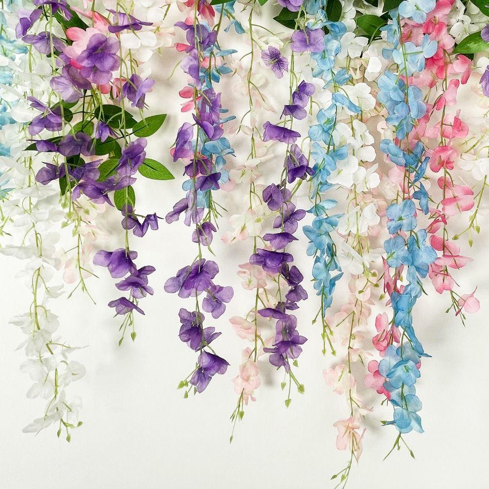 Hanging Artificial Flowers Rattan Large 10 Branches Simulation Wisteria Flowers Handmade Waterproof Fake Silk Flower Vine