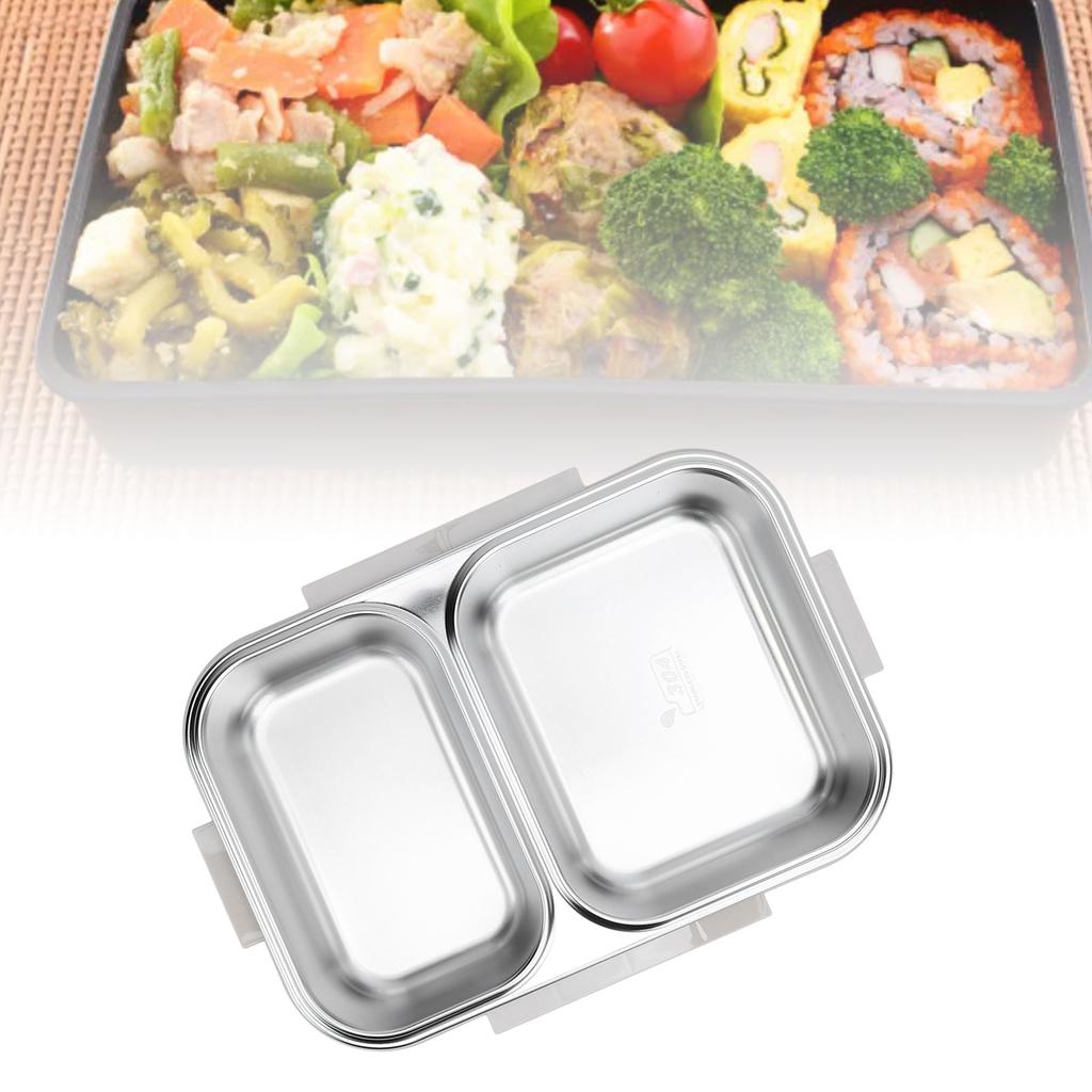 Stainless Steel Lunch Box Container Sled Odorproof 2 Compartment Portable   1.2L