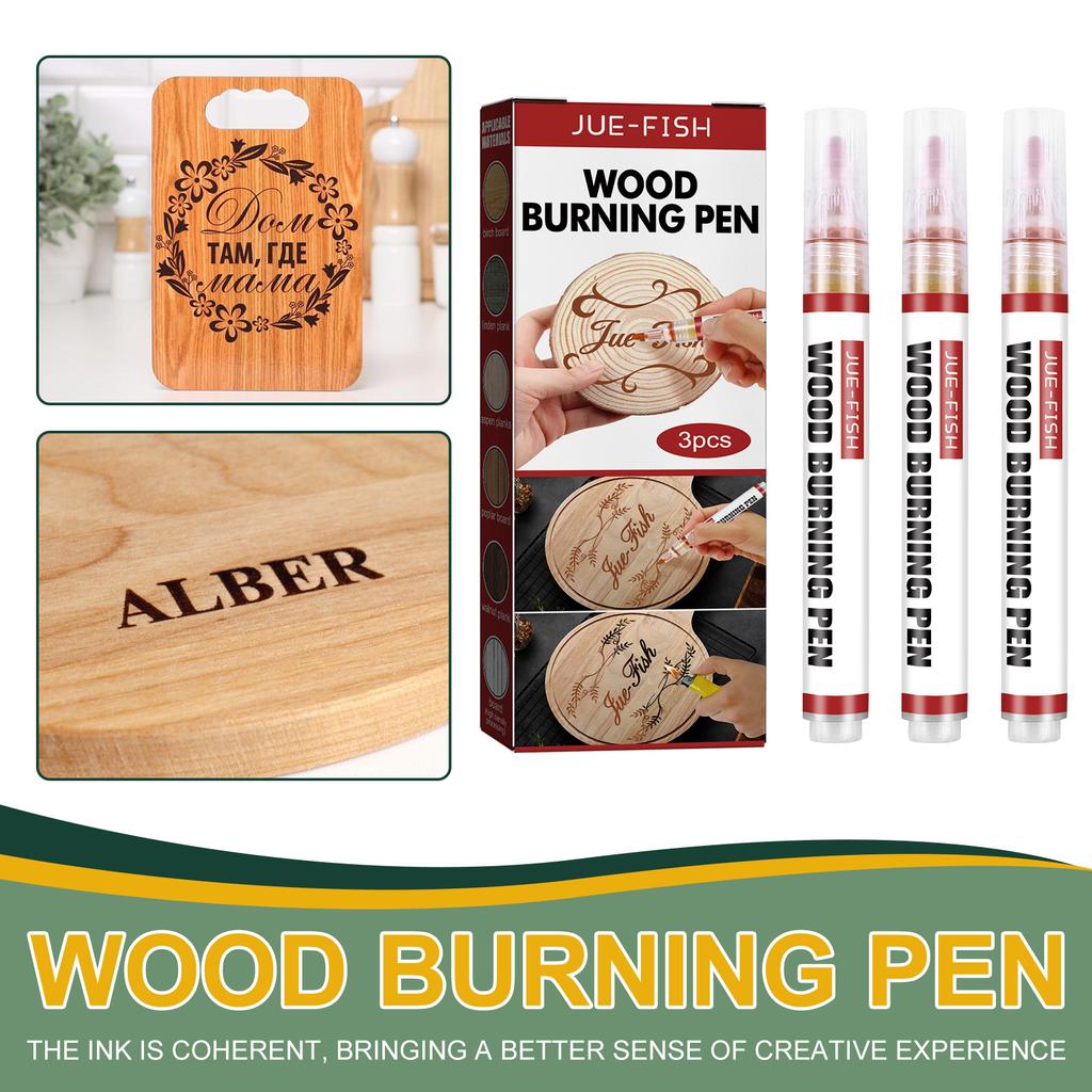 3 Stück Holzbrandstift Schmor Kreativ Chemisch Holzgebrannter Marker Pyrographie Stifte für DIY Kunst Feine Spitze Holzbearbeitungsmarker