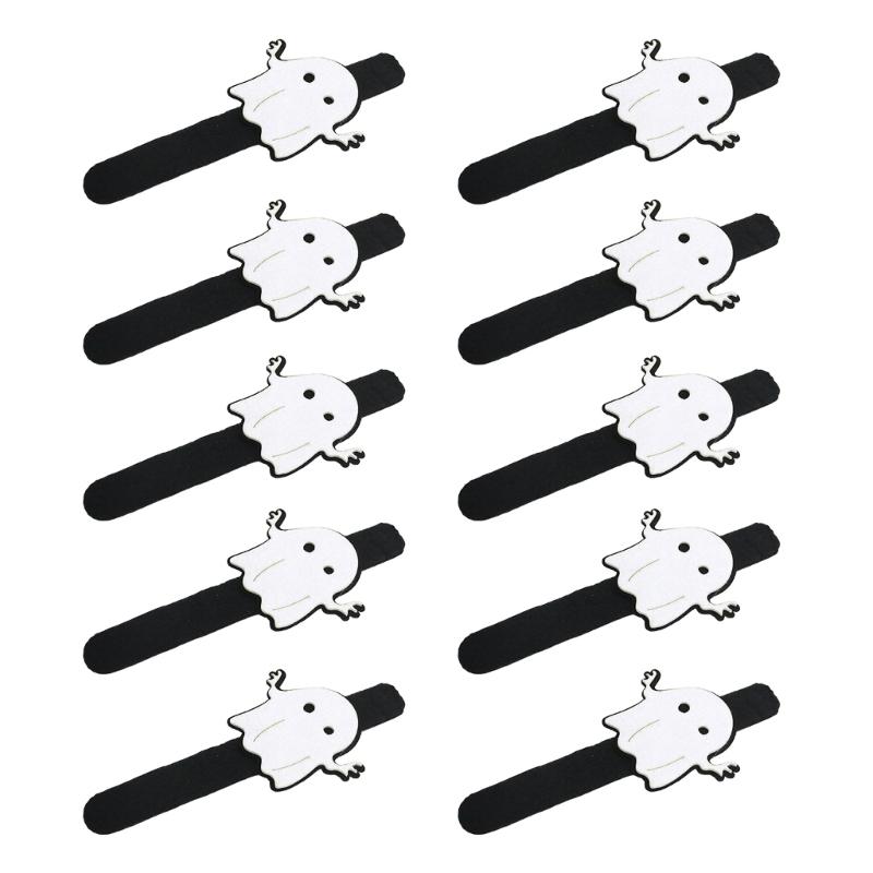 Holiday Wrist Accessories Set of 10 Slap Bracelets for Group Guests, Seasonal Wristbands for Class Parties and Family Plans