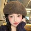 Maillard Coffee Color Knitted Beret for Women in Autumn and Winter Small Face  Large Head Circumference  Warm and Versatile Cloud Painter Hat