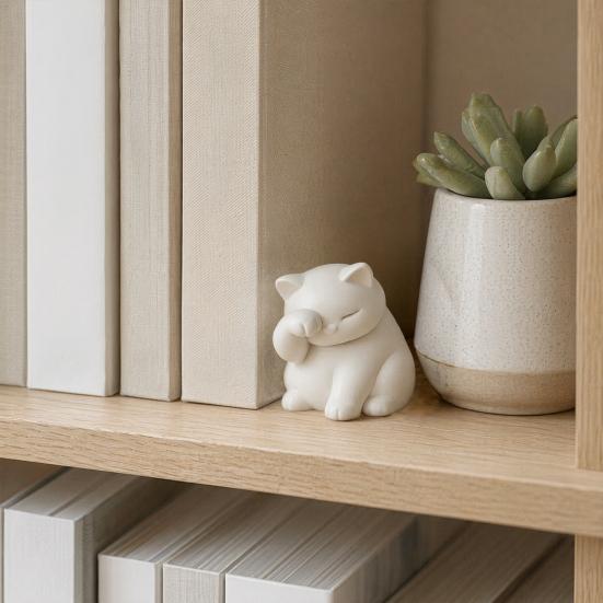 Cat Ornament, 3D Printed Decompression Decoration, Matte Texture Cat Face Covering Figure for Desktop Decor