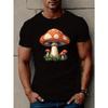 European Size Mushroom Pattern Men's Trendy T-shirt For Summer Outdoor, Gift For Men, Men's Clothing