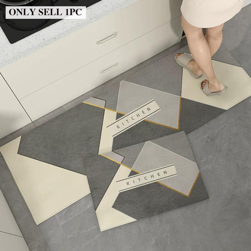 Kitchen Carpet PVC Waterproof Leather Floor Mat Minimalist Geometric Pattern Rug Long Size Home Decor Rugs Alfombra De Cocina