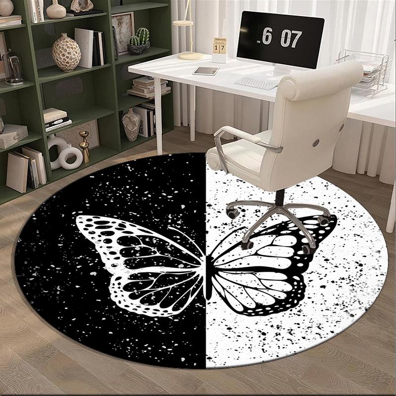 Schmetterlingsgarten Fantasy runder Teppich Stuhlpolster Runder Eingangsteppich, Weiche runde Teppiche für Wohnzimmer, Schlafzimmer, Kreis Teppich Dekor Geschenke