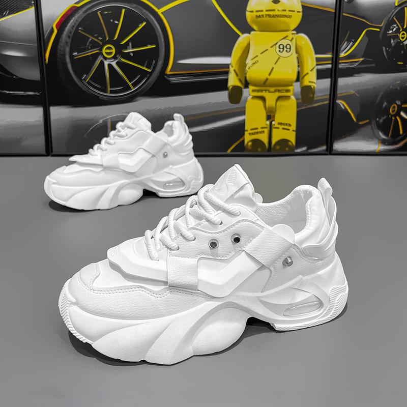 Air Cushion Men'S Sport Shoes Thick Sole Height Increasing Shoes Korean Version Trend Board Shoes Clunky Sneaker Dad Shoes