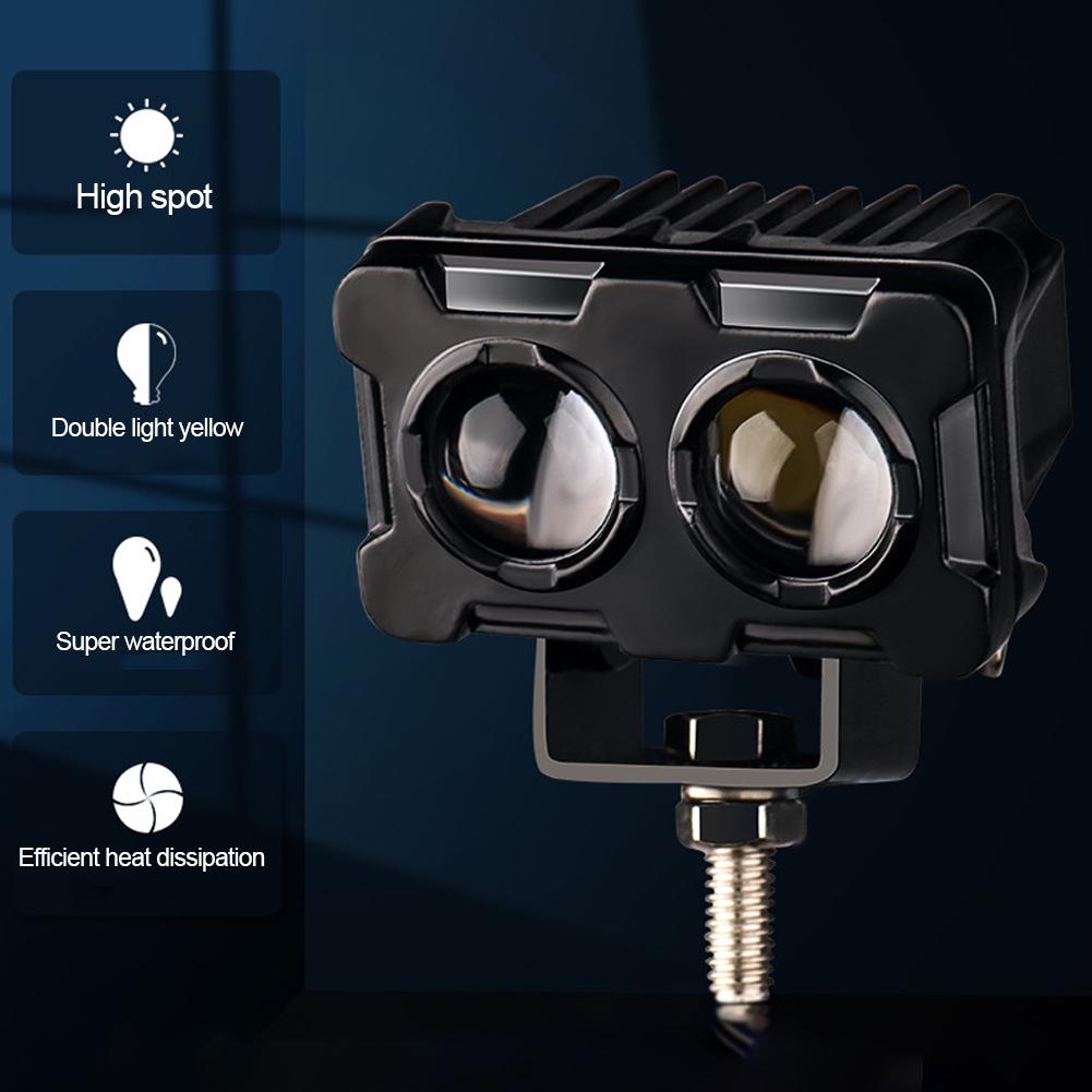 1/2 STÜCK 60W Motorrad LED Linsen Scheinwerfer Doppellinsen Scheinwerfer Motorräder Zusatz Nebelscheinwerfer Zweifarbige Weiß Gelb Licht