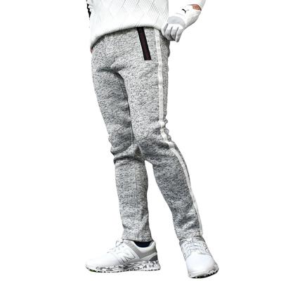 COMON GOLF גולף קר מידות גדולות כסף תערובת מידות L מכנסי גברים, מרופדים בפליז, נמתחים, מזג אוויר, זמינים, מתחדדים, סרוגים, חמים, סתיו/חורף, אפור,