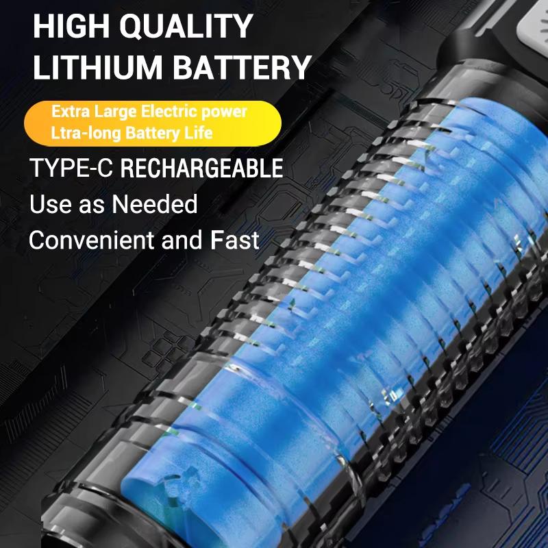 Powerful LED Strong Light Flashlights USB Rechargeable Tactical Zoom Torch with Built-in Battery Outdoor Camping Hunting Lantern