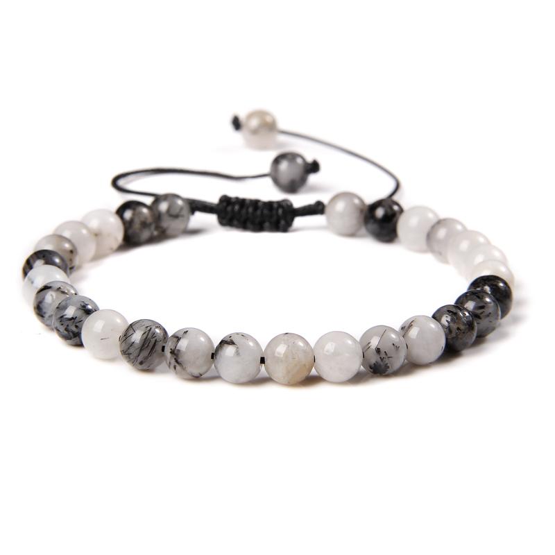Natural Stone 6mm Beads Bracelet Adjustable Rope String Braided Bracelets For Women Men Amethysts Red Agates Lava Beaded Bangles