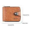 New PU Leather Short Wallet Zipper Buckle Solid Color Coin Pocket Card Holder Men