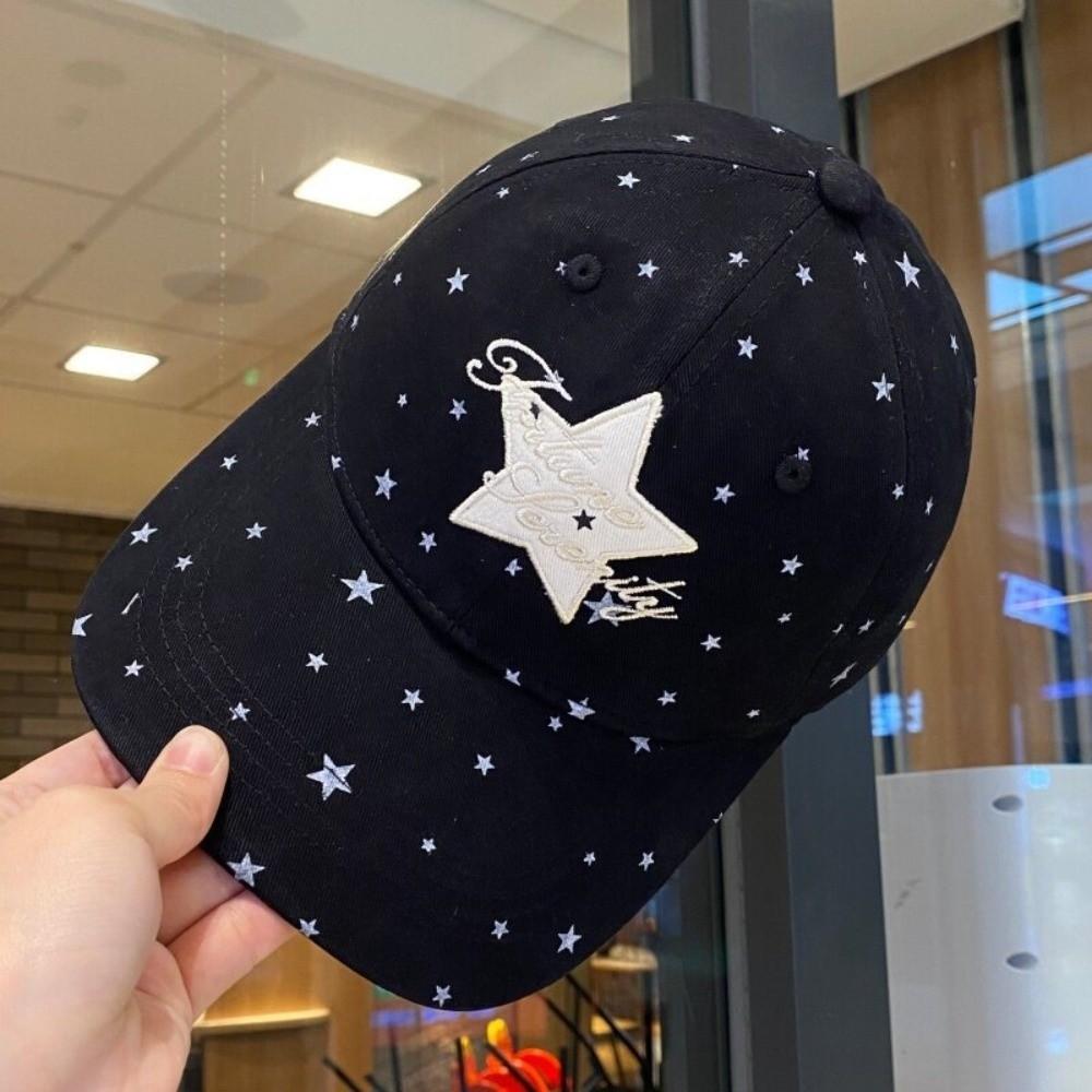 Soft Top Cotton Peaked Cap Face Slimming Casual Couple Hat Star Dot Baseball Cap  For Women