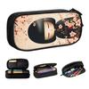 Custom Sakura Japanese Girl Kokeshi Doll Pencil Cases for Girls Boys Large Capacity Pen Box Bag School Supplies