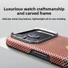 True Aramid Carbon Fiber Pattern Business Phone Case For IPhone 17 Pro Max Air Enhanced For MagSafe Ring Holder Protective Cover