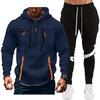 Men'S Hoodie Multi Pocket Hooded Long Sleeved Casual Sports Two-Piece Set