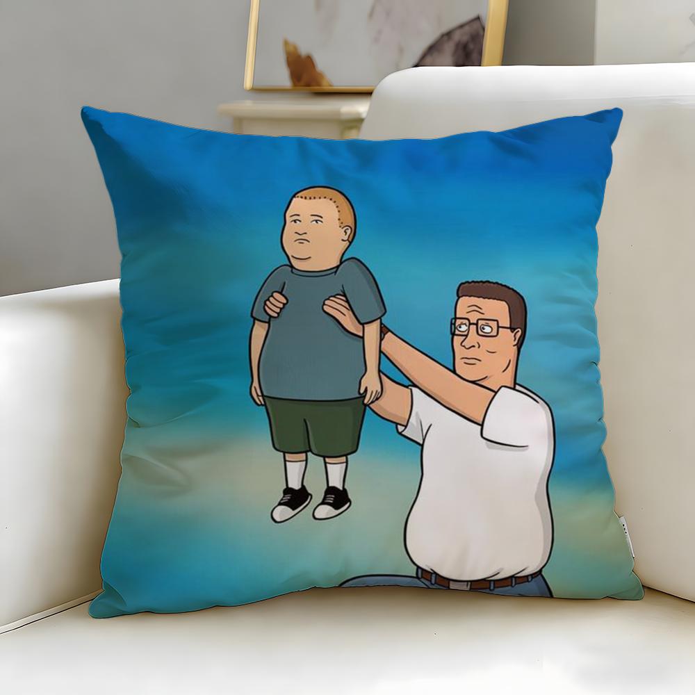 Classic Cartoon King of The Hill Cushion Cover Soft  EasyWash Pillow Case  Versatile for Couch Bed Travel and Office