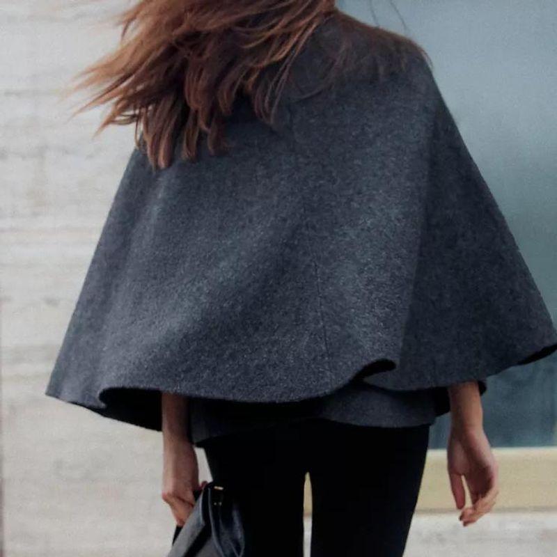 Fall and Winter New Women's Clothing European and American Leisure Cloak Design round Neck Long Sleeves Knitting Coat Outwear 2756115